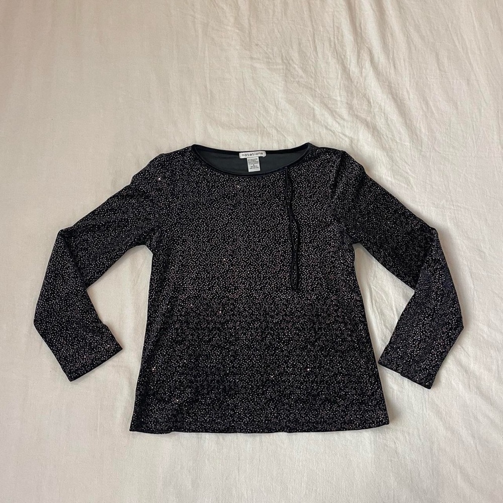 Notations Black Glittery Top